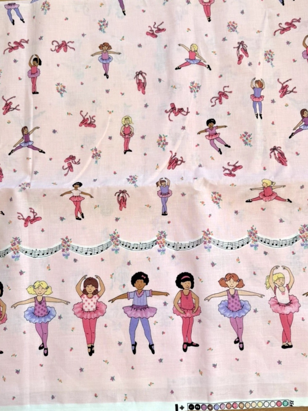 VTG  Timeless Treasures Ballerinas Music Girls Pink Quilting Cotton Fabric 2 yrd